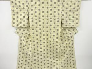 未使用品 亀甲に十字模様織り出し手織り紬着物